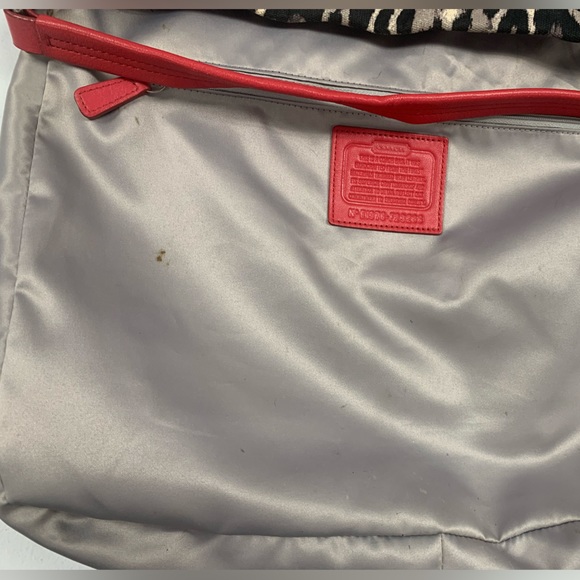 *SOLD* Coach Leopard Print & Red Hobo Bag, Trimmed w/ Leather, Red Tan & Black - Picture 11 of 13